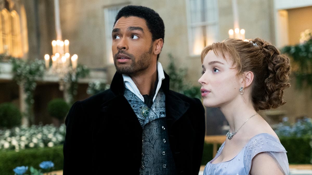 Simon e Daphne na série Bridgerton