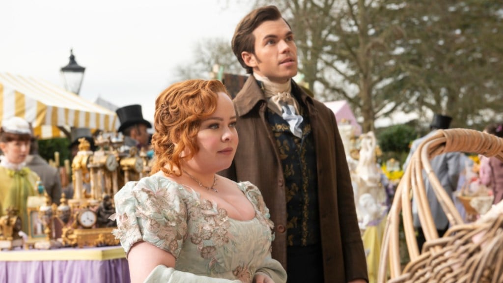 Colin e Penelope no trailer da 3ª temporada de Bridgerton.