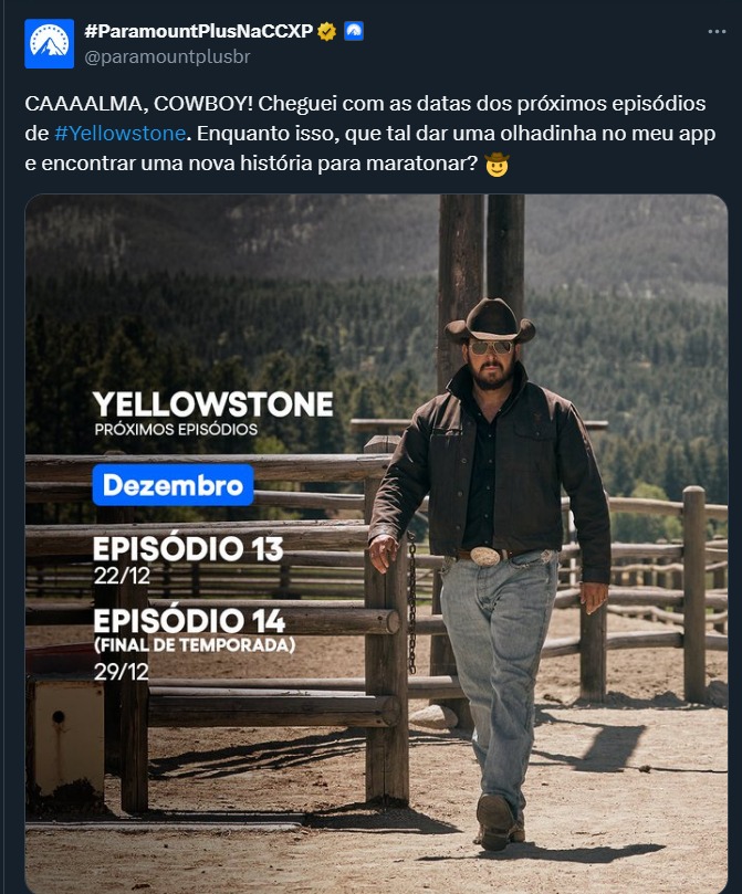 Paramount+ anuncia pausa em Yellowstone 5ª temporada - Parte 2 no Brasil