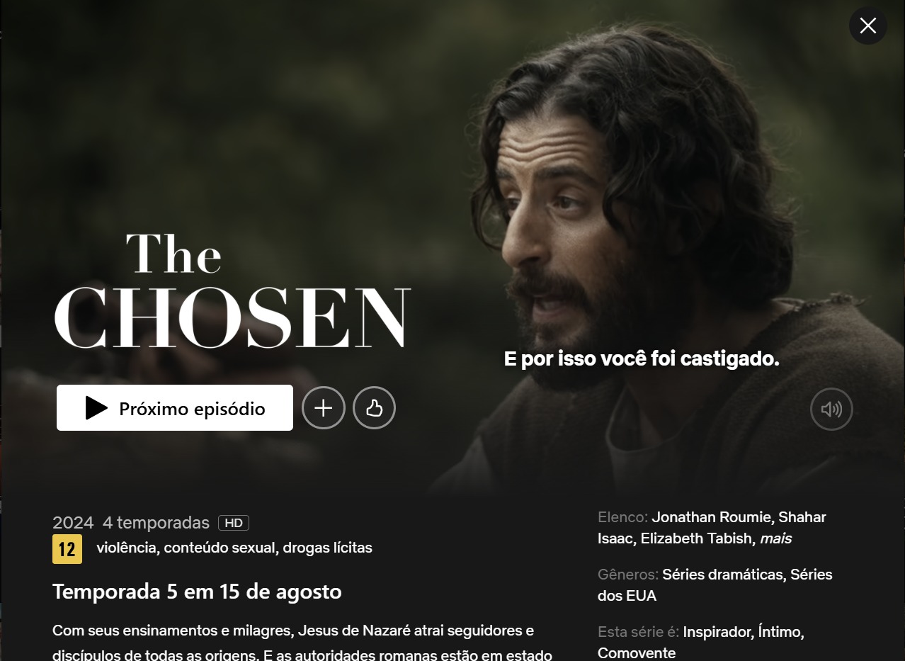 The Chosen 5ª temporada: Data de estreia na Netflix é confirmada The Chosen 5ª temporada confirmada na Netflix em agosto