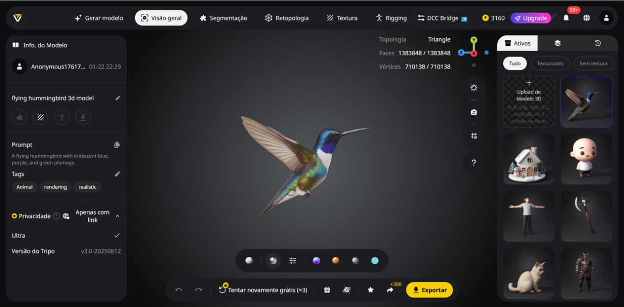 Um Guia Completo da Tripo: Como Funciona este Gerador de Modelos 3D com IA Tripo Imagem 4